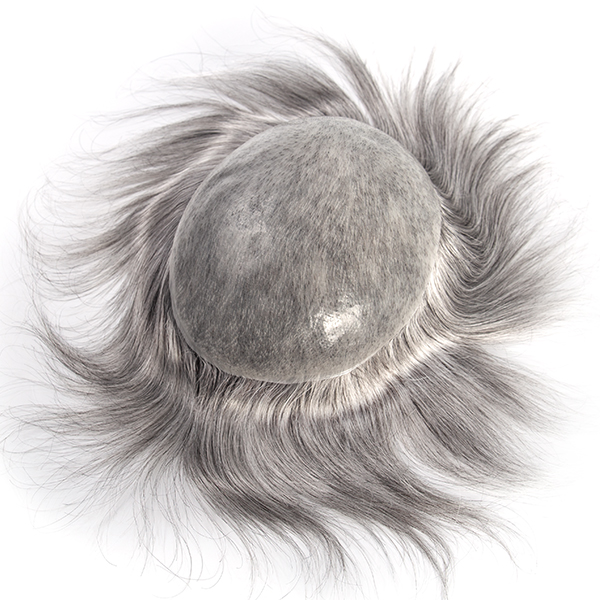 High Quality Mens Grey Toupee | Stock Thin Skin Hair Replacement For Men #1B80