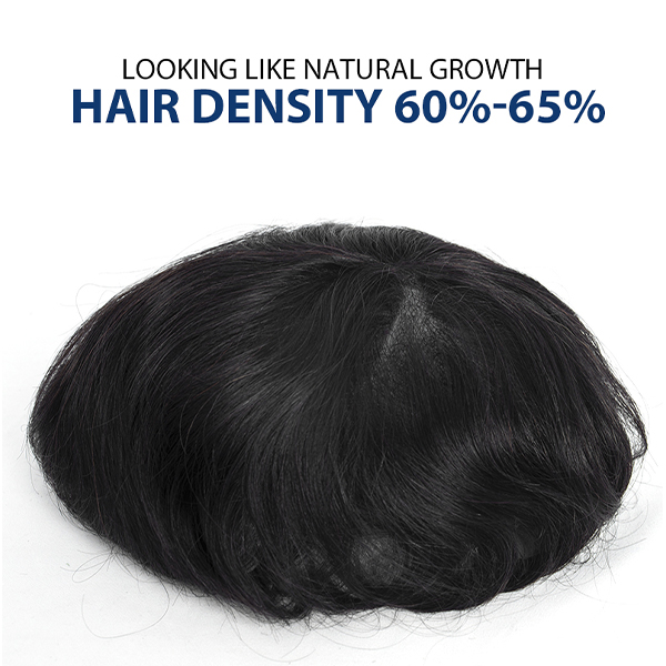 Ultra-thin skin hair system thin hair men's special 100% human hair Density 60% 1B#