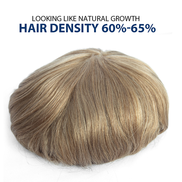 Thinning Hair Toupee For Men Ultra Thin Skin Hair System Density 60% Natural appearance Blonde hair 20#