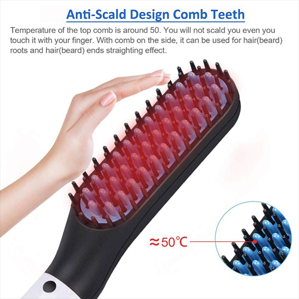 Beard Straightener for Men, Mens Hair Straightener Comb , Quick Heated Beard Straightening Comb, Hair Straightener Brush ,Heated Beard Comb Brush for Travel and Home