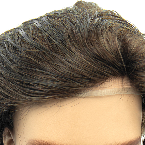 Injected Hair System 0.08mm Bio Skin and Lace Front Natural Looking Mens Toupee #6