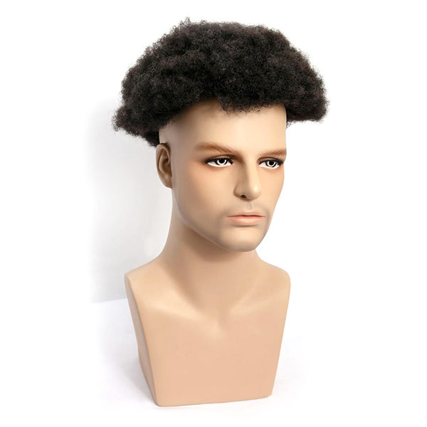 Afro Mens Toupee Hair Replacement System Natural African Kinky Curly Hair Piece For Men Free Style