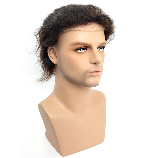 Injected Hair System 0.08mm Bio Skin and Lace Front Natural Looking Mens Toupee #3