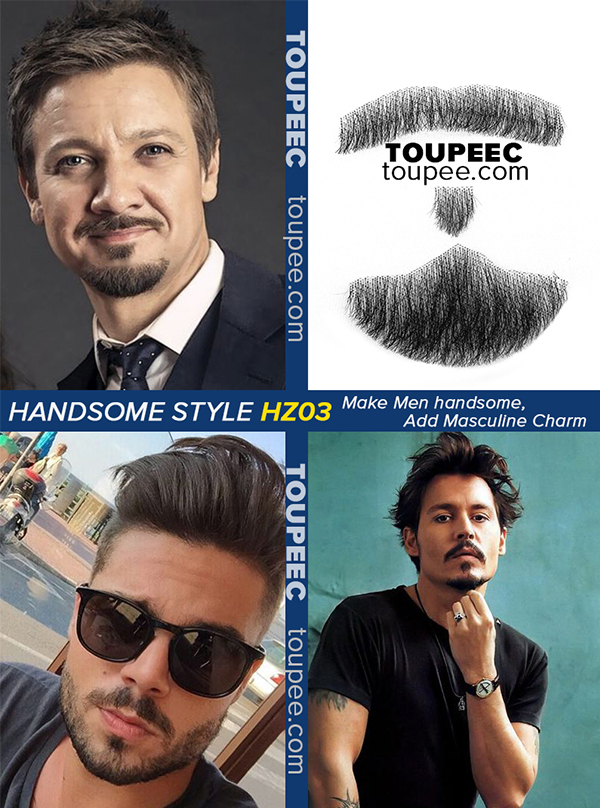 Mens fake beard 100% human hair trend style star fashion lace beard wear directly