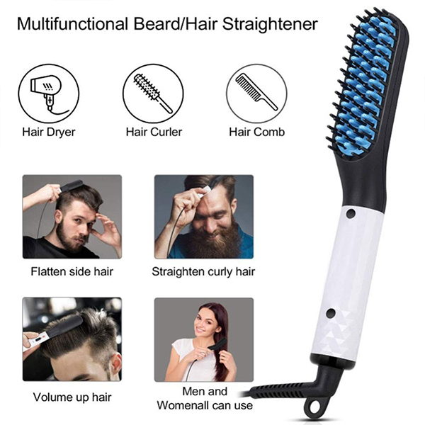 Beard Straightener for Men, Mens Hair Straightener Comb , Quick Heated Beard Straightening Comb, Hair Straightener Brush ,Heated Beard Comb Brush for Travel and Home