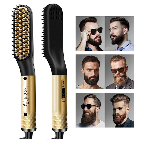 Beard Straightener for Men, Mens Hair Straightener Comb , Quick Heated Beard Straightening Comb, Hair Straightener Brush ,Heated Beard Comb Brush for Travel and Home