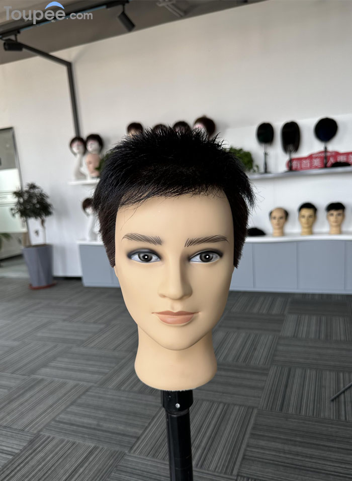 Wear to go 2023 New Arrival Put it on then wear to go New Short Hair Style 100% Human Hair System Men's Toupee Hair Replacement 