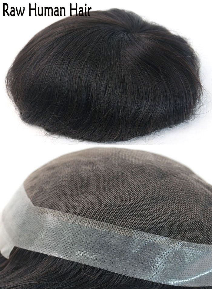 Human Hair Replacement System For Men Australia Lace With Clear PU Edge Toupee Hair System With Glue Accessories