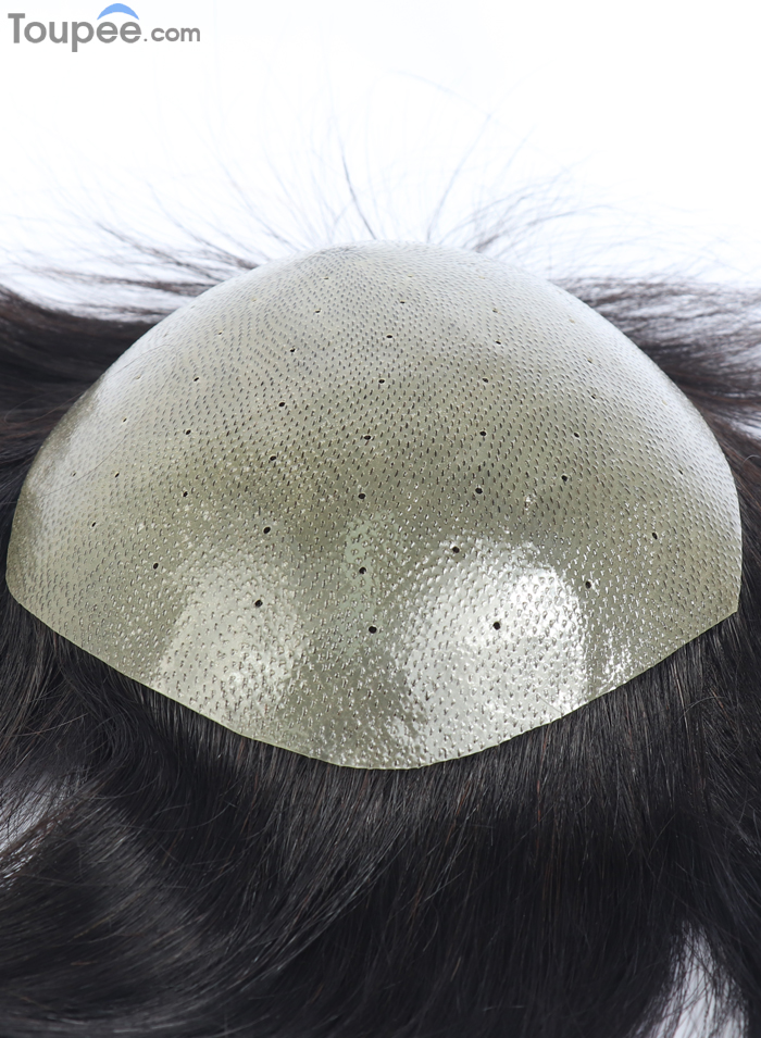 Breathable Biological Poly Skin Men's Human Hair Toupee Systems For Thinning Hair Light 70-80% Density Hairpieces For Men Wholesale Online