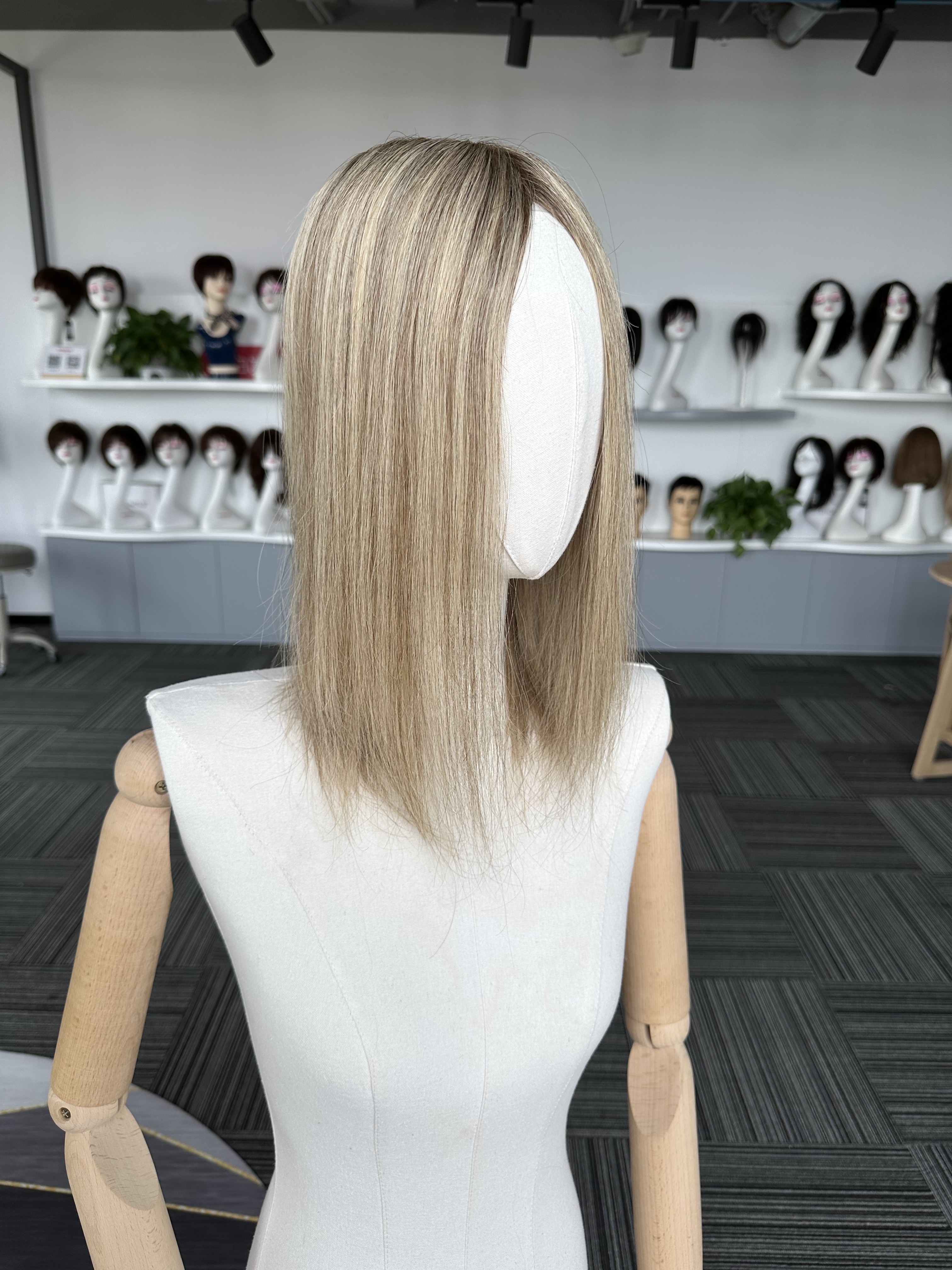 Natural Highlight Poly Skin Front With Fine Welded Mono Human Hair Toppers For Women With Invisible Hairline For Thinning Crown Wholesale