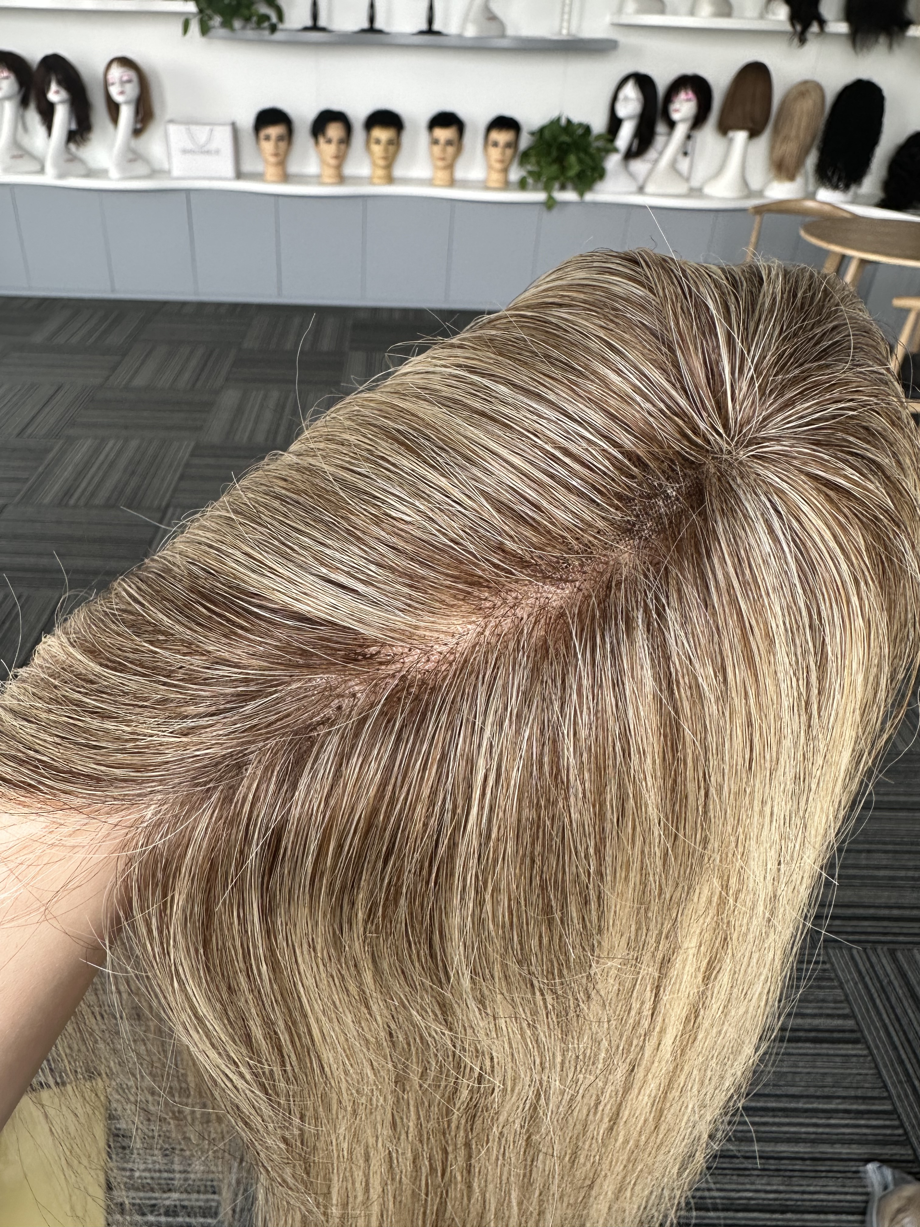 Natural Highlight Poly Skin Front With Fine Welded Mono Human Hair Toppers For Women With Invisible Hairline For Thinning Crown Wholesale