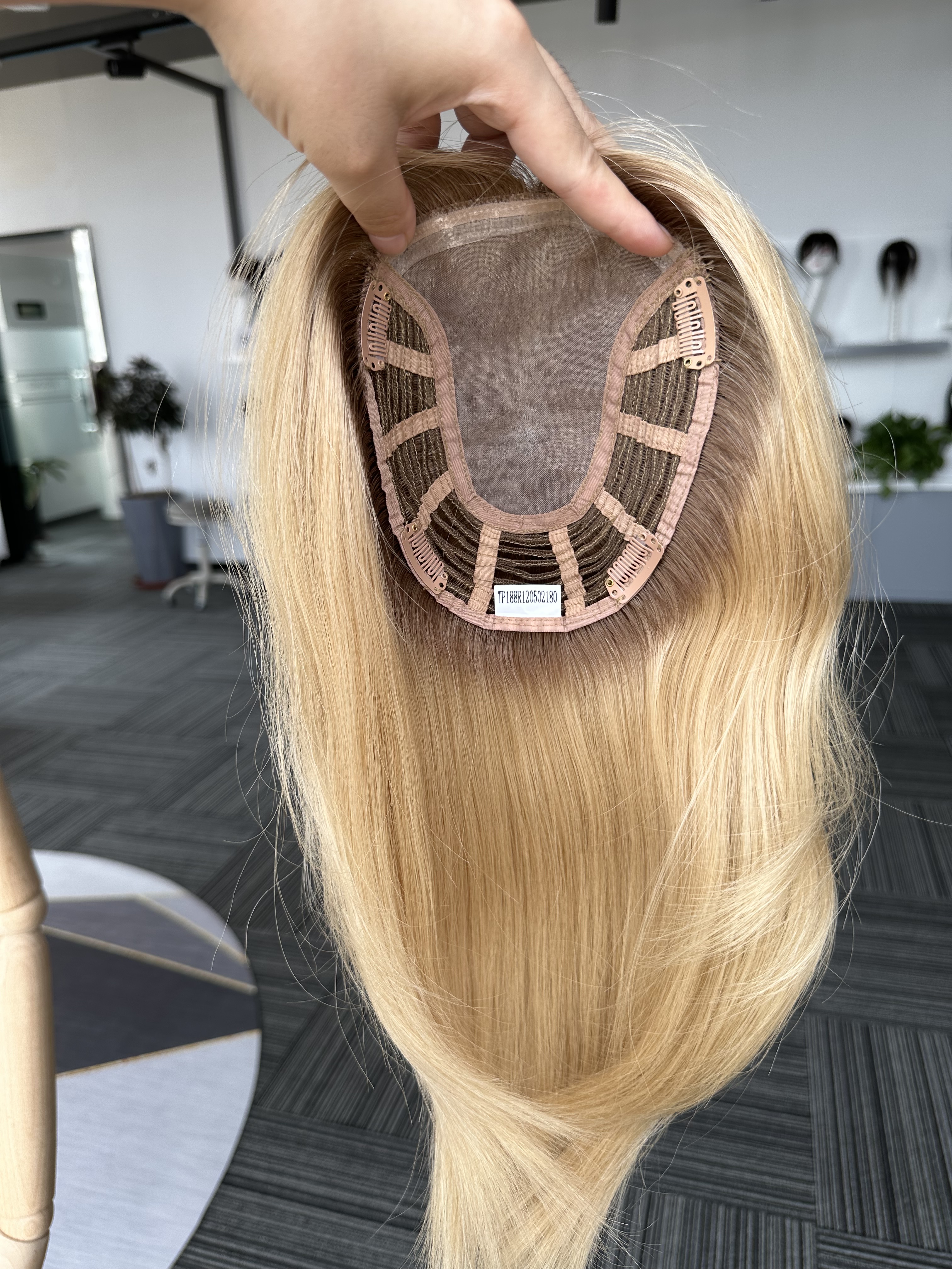 Natural Fine Mono Base Toupee Hairpiece Virgin Human Hair Topper For Women 120% Wefted In Sides Hair Toppers For Thinning Crown Wholesale