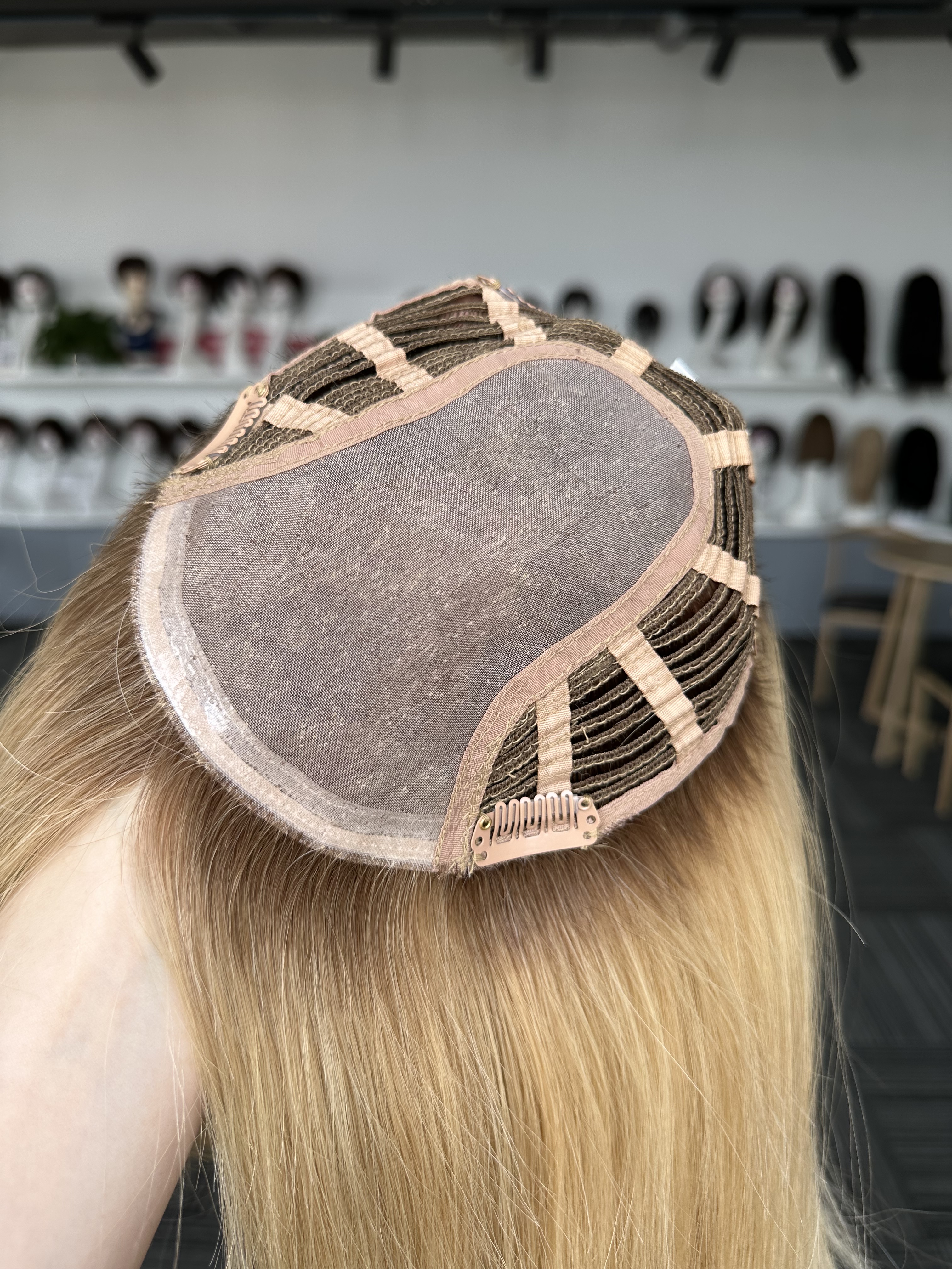 Natural Fine Mono Base Toupee Hairpiece Virgin Human Hair Topper For Women 120% Wefted In Sides Hair Toppers For Thinning Crown Wholesale