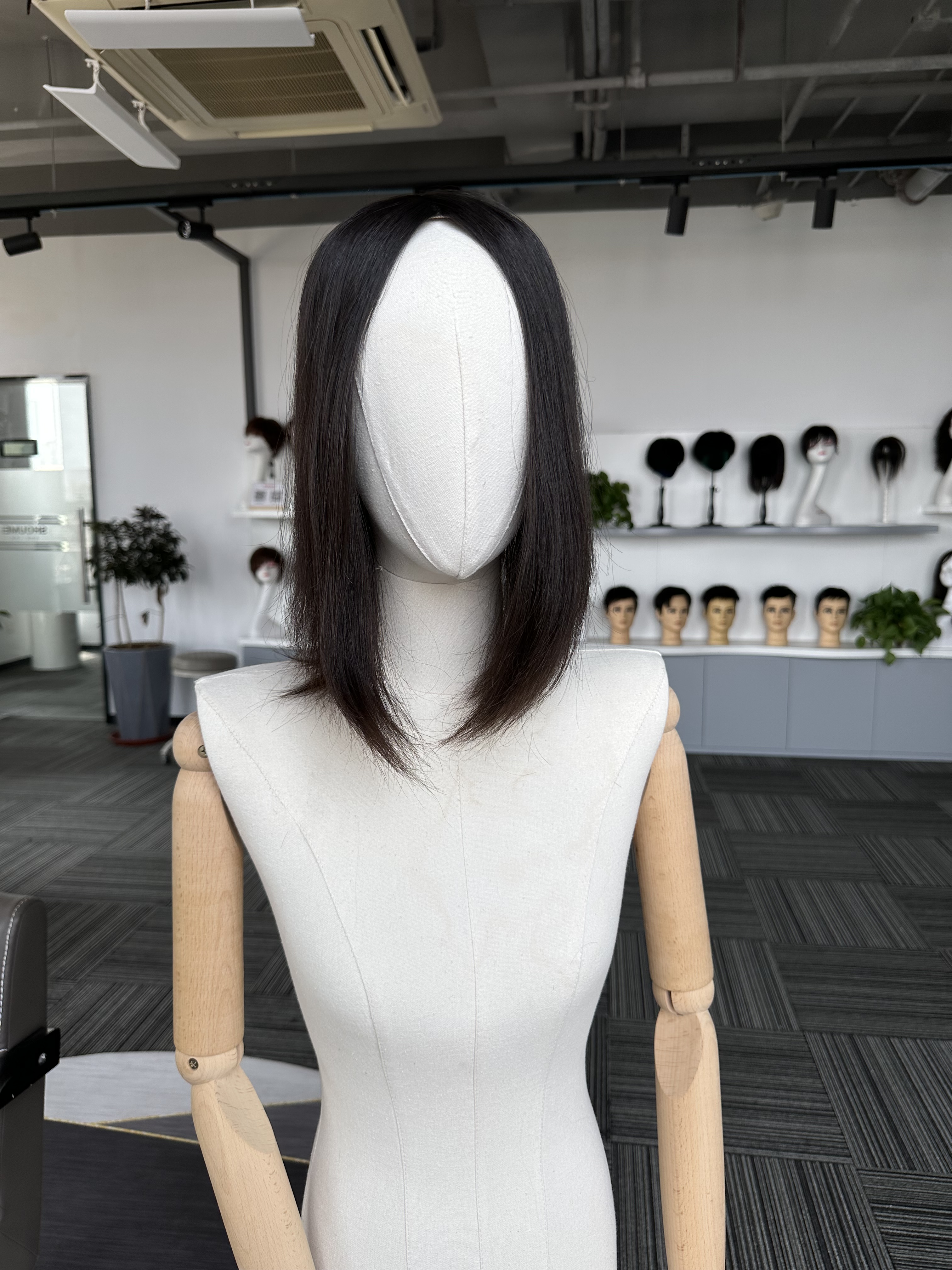 5.5*6 Stock Human Hair Toppers For Women With Natural-Looking Black Silk Top Base Women's Remy Hair Topper with 4 Clips For Thinning Crown Wholesale