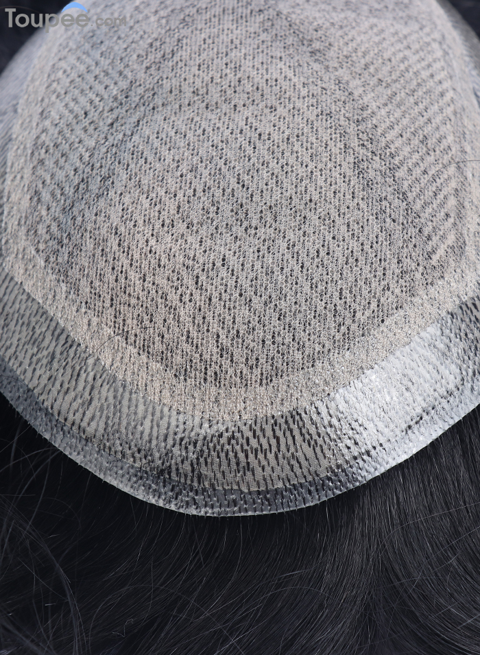 Natural Silk Top Base Human Hair Systems For Men For Balding Crown Replacement Toupee Hairpieces With Injection PU Perimeter Wholesale