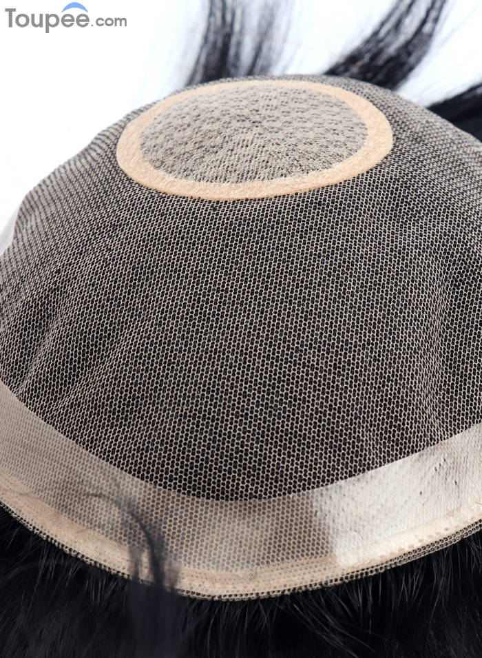 Light 70-80% Toupee Human Hair Pieces With NPU Perimeter Replacement 3# Net Hair Systems For Men For Balding Crown Free Shipping