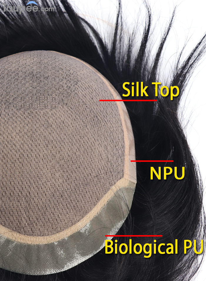 Realistic Silk Top Base Toupee Hair For Men 70-80% Replacement Men's Biological PU Front Human Hair Systems Wholesale Free Shipping