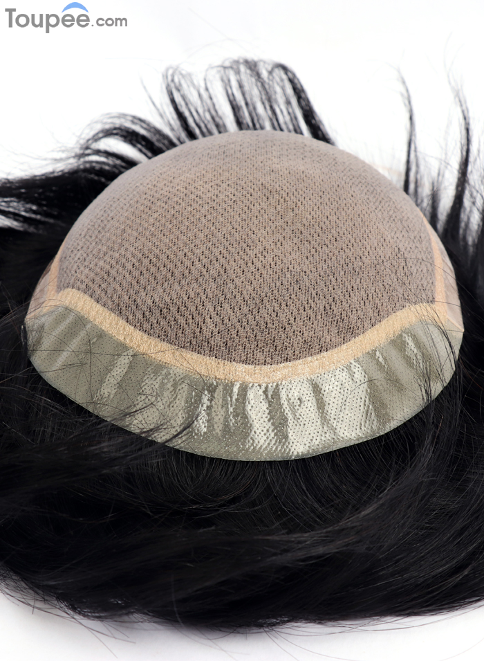 Realistic Silk Top Base Toupee Hair For Men 70-80% Replacement Men's Biological PU Front Human Hair Systems Wholesale Free Shipping