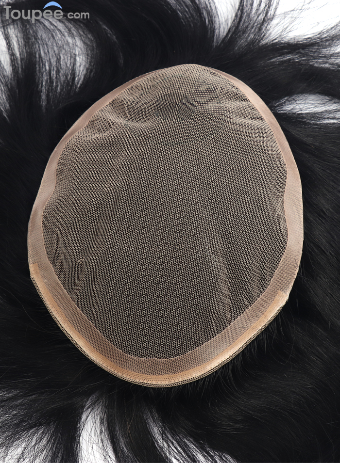 Natural Light Density Human Hair Replacement For Men With Realistic Look 70%-80% 60# Net Men's Toupee Hair For Thinning Crown Wholesale