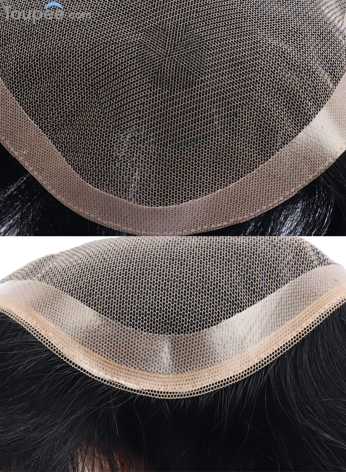 Natural Light Density Human Hair Replacement For Men With Realistic Look 70%-80% 60# Net Men's Toupee Hair For Thinning Crown Wholesale