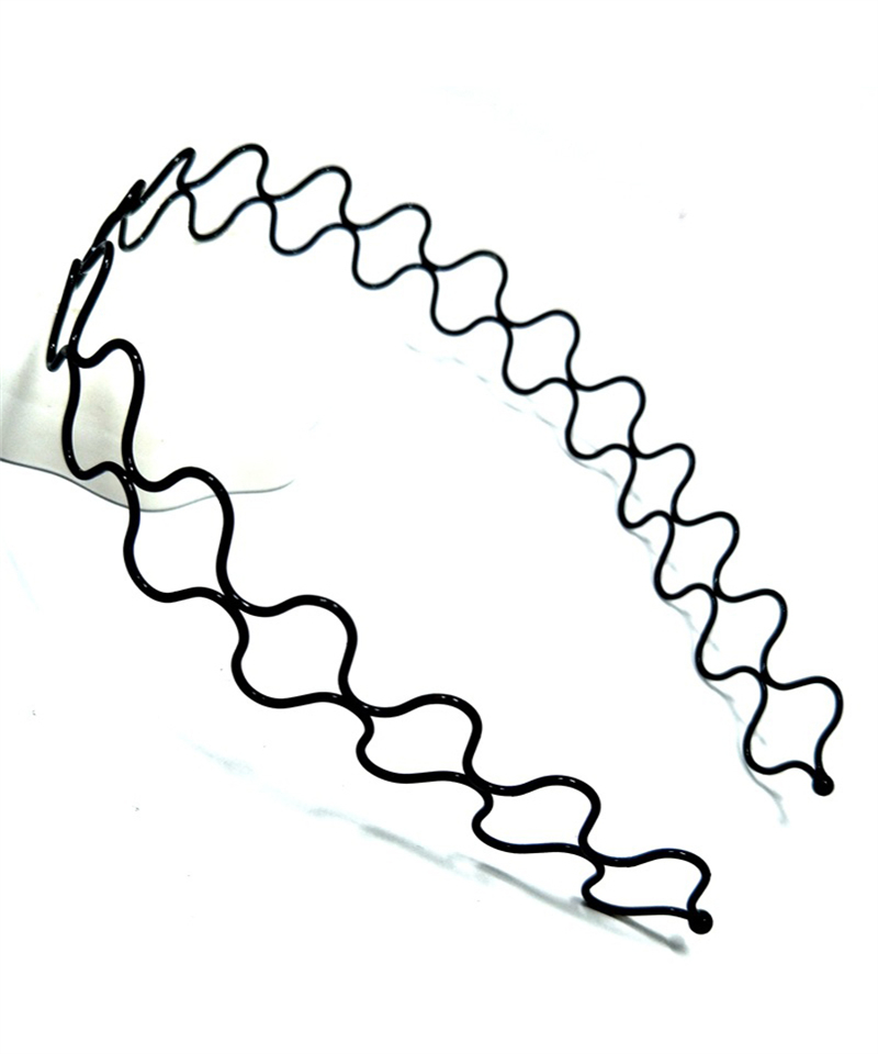 Flexible Wave Shaped Non Slip Headband For Men/Women Unisex Black Metal Spiral Hair Hoop Headdress Accessories