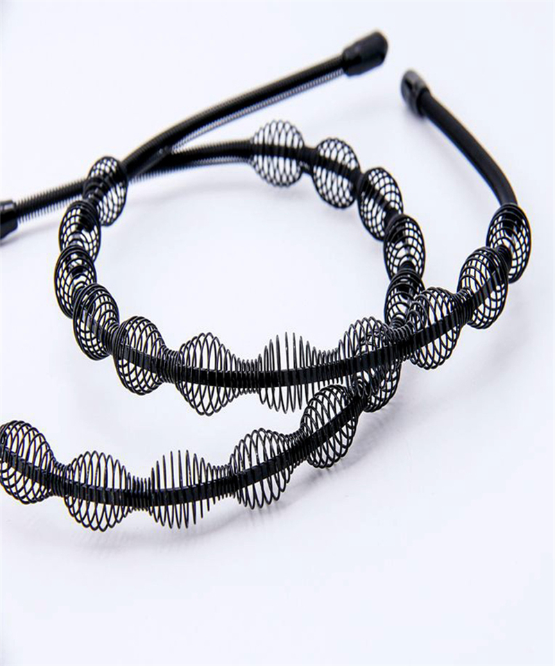 Flexible Wave Shaped Non Slip Headband For Men/Women Unisex Black Metal Spiral Hair Hoop Headdress Accessories