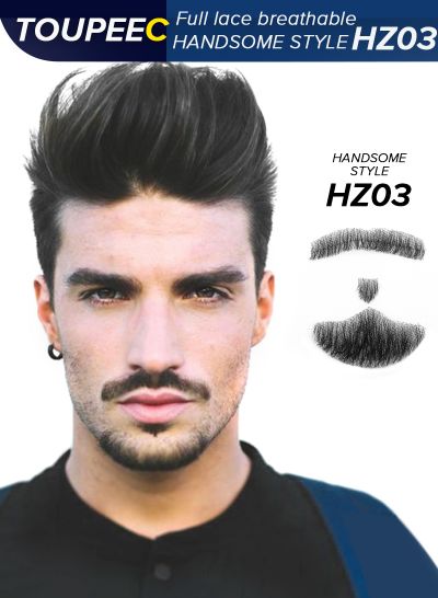 Mens fake beard 100% human hair trend style star fashion beard wear directly - mens toupee hair