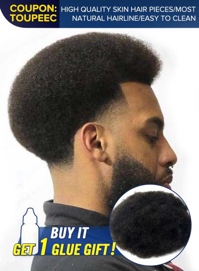 Mens Poly Skin Hair Piece System African American Hair Afro Toupee For Black Men Human Hair Male Hair Units For Sale