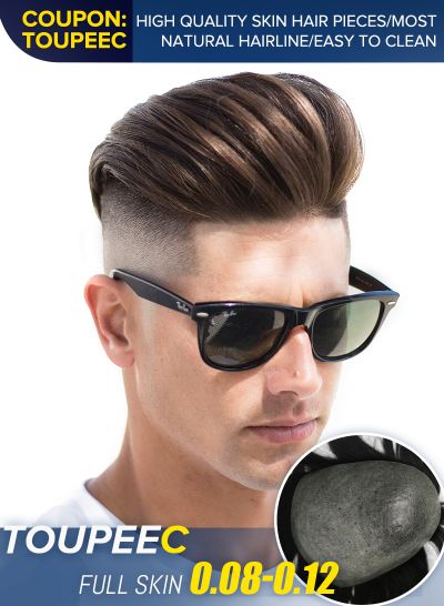 Custom High Quality Mens Toupee Hair 0.08-0.12 mm Injected Skin Hair Piece For Men - mens toupee hair