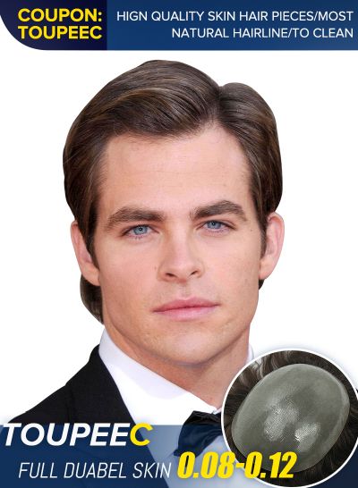 High Quality Thin Skin Mens Toupee Hair Replacement System Most Natural Toupee Hair Piece For Men #3