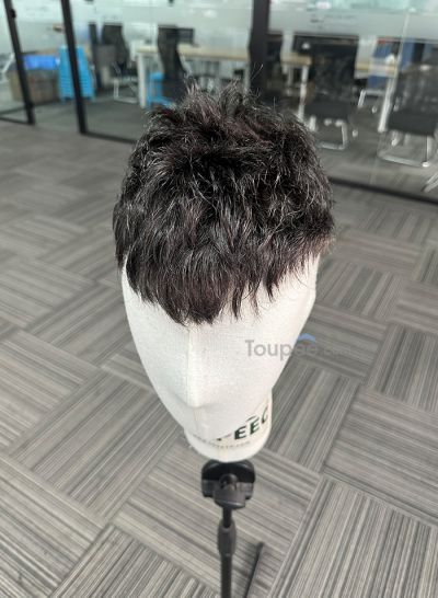 Best Durable Stock Mens Hair Systems Fine Mono with Poly Skin Perimeter and Folded Toupee for Men Free Shipping - mens toupee hair