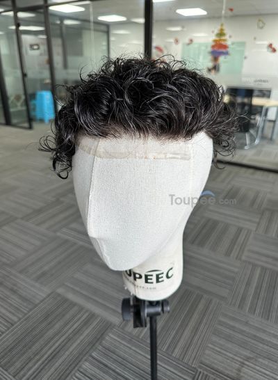 Best Durable Stock Mens Hair Systems Fine Mono with Poly Skin Perimeter and Folded Toupee for Men Free Shipping - mens toupee hair
