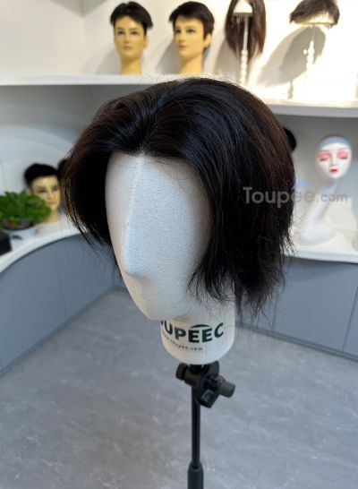 10 inch & 12 inch longer hair length thin 0.04-0.06mm thin skin hair system natural black color men hair replacement toupee