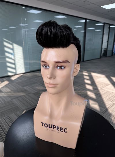 New arrival 7x14 inch 4x12 inch size thin skin basement Mohawk hairstyle pre cut hairstyle human natural hair system toupee men hair replacement