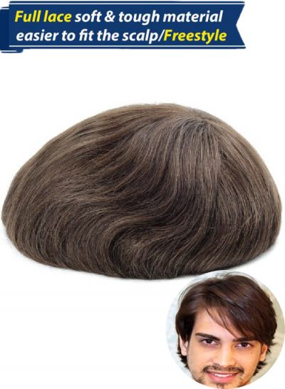 #4 Full Swiss Lace Base Mens Toupee Hair System Remy Indian Human Hair Pieces For Men Custom Styles For Sale 