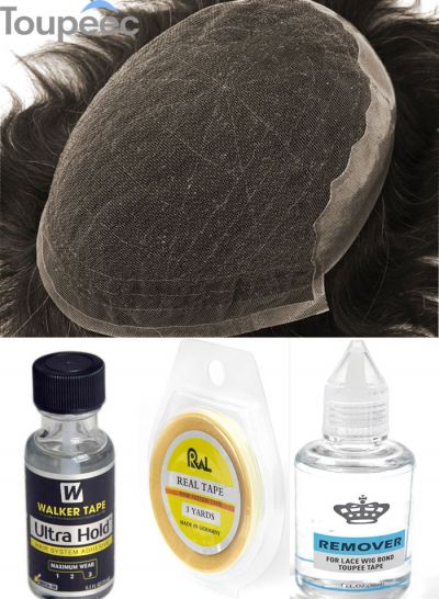 Q6 Lace Front With PU Mens Hair Pieces Toupee Human Hair Replacement System For Men Toupees Hair Glue Accessories - mens toupee hair