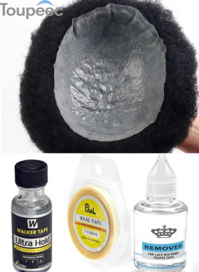 Thin Skin Mens Hair Replacement System Indian Toupee Human Hair Pieces For Men With Hair Glue Accessories - mens toupee hair