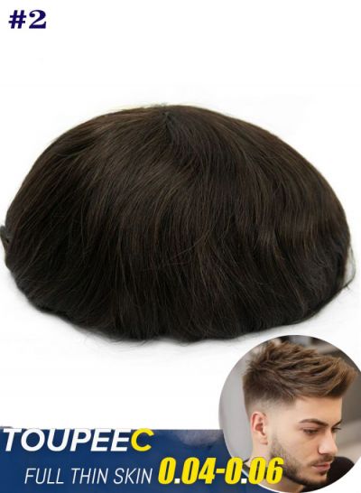 Undetectable Thin Skin Toupee Hair Replacement System For Men Natural Look Mens Hair Piece 2#