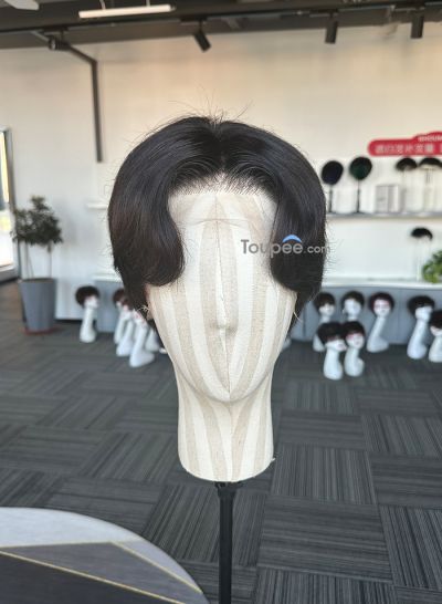2023 Fashion Trends Realistic Men’s Full French Lace Wig With Natural Look Replacement Human Hair Wigs System For Men For Wholesale - mens toupee hair