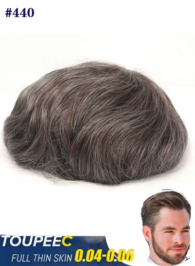 Undetectable Mens Toupee Hair Piece Full Thin Skin V-Looped Natural Hair Replacement System For Men #440 - mens toupee hair
