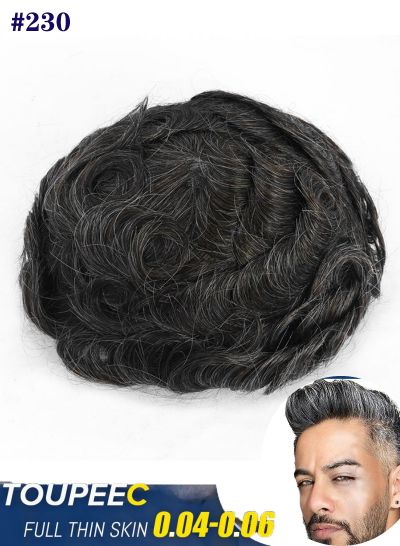 Thin Skin Toupee Hair Replacement System For Men V-looped Men's Hair Pieces In Stock #230