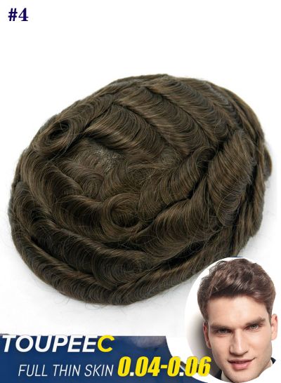 Best Thin Skin Mens Toupee Hairpiece V-Looped Natural Hairline Hair Replacement System For Men #4 - mens toupee hair