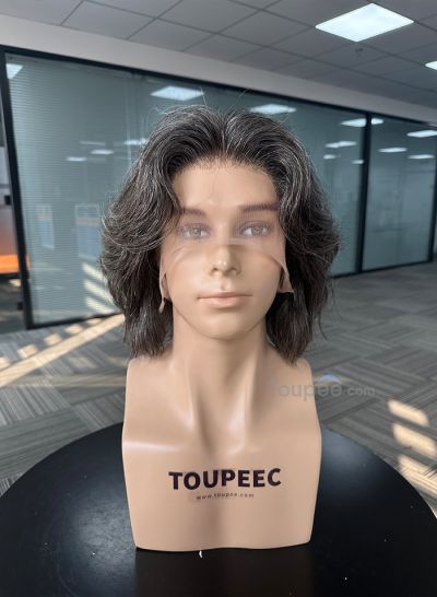 pre cut wavy hairsytle 1B40# customized full lace human hair wig men wig 30 days to prepare men hair human hair 