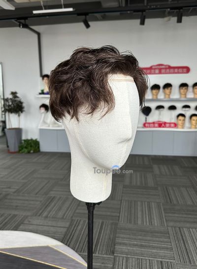 Side Part With Bangs Wear To Go Human Hair Systems 2# As Pictures Man Hairstyle For Men Replacement Mens Hairpiece With Layered Haircuts For Balding Crown - mens toupee hair