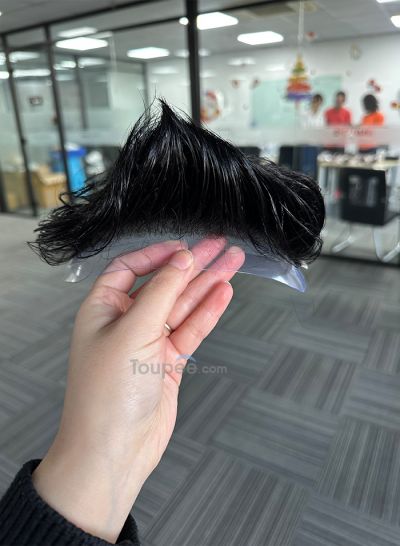 7x18 cm larger size hair front piece 0608mm thin skin hairline system natural black human hair replacement toupee