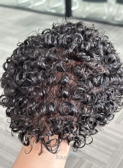 Best Durable Stock Mens Hair Systems Fine Mono with Poly Skin Perimeter and Folded Toupee for Men Free Shipping - mens toupee hair