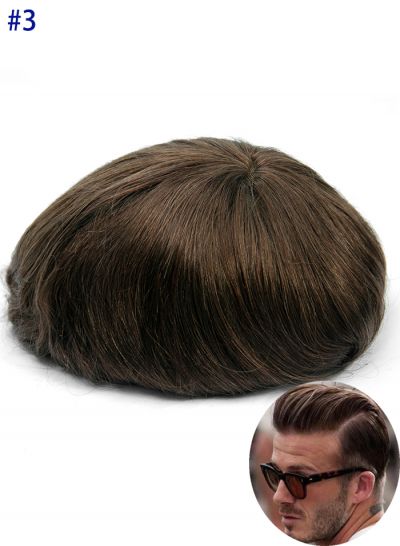 #3 High Quality Australia Toupee For Men French Lace With PU Mens Hairpieces System Human Hair Toupee For Sale Online 