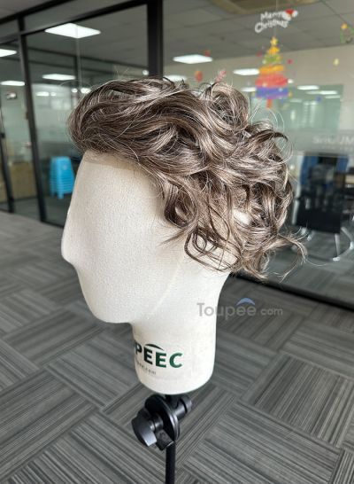 Best Durable Stock Mens Hair Systems Fine Mono with Poly Skin Perimeter and Folded Toupee for Men Free Shipping - mens toupee hair