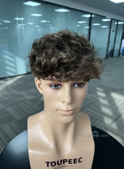 Best Durable Stock Mens Hair Systems Fine Mono with Poly Skin Perimeter and Folded Toupee for Men Free Shipping - mens toupee hair
