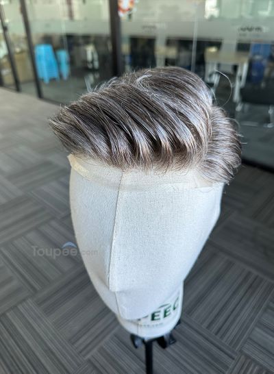 Best Durable Stock Mens Hair Systems Fine Mono with Poly Skin Perimeter and Folded Toupee for Men Free Shipping - mens toupee hair